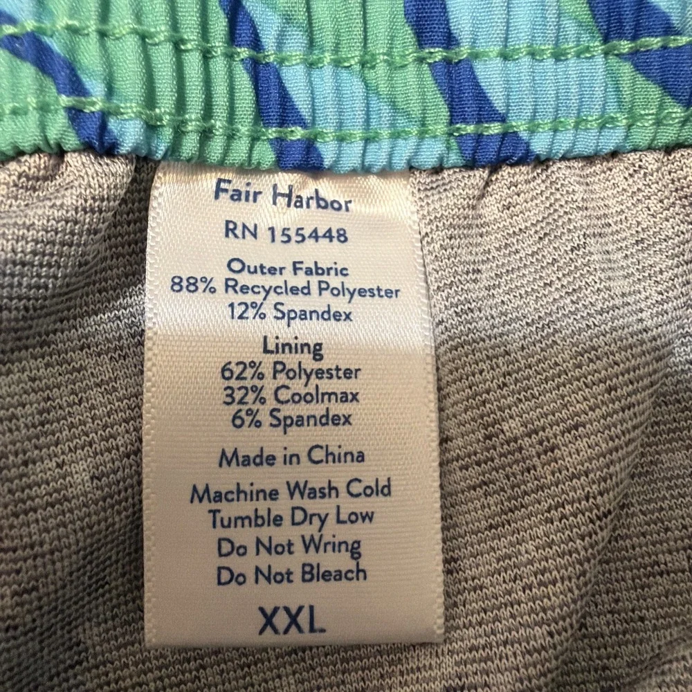 Fair Harbor Swim Trunks Mens XXL Blue Wave Print Compression Lined
